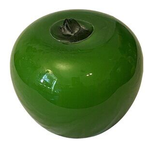 Green Glass Apple Paperweight Decor Handmade